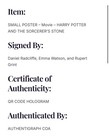 Harry Potter Triple Signed Poster Radcliffe Watson Grint Coa