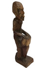 Vtg Hand Carved Wood Tribal African Statue Man Playing The Drum 10  Folk Art