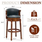 Leather Wooden Bar Stools Swivel Counter Bar Chair With Back For Dining Kitchen
