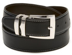 Reversible Belt Wide Charcoal Grey black With White Stitching Silver-tone Buckle