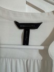 Bcbgmaxazria White V-neck Long Sleeve Chiffon Blouse Draped Button M
