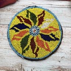 Big Vintage Kuchi Tribal Beaded Gul Patch Flower 5 75   18797 