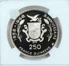1970 Guinea Silver 250 Francs Moon Landing Ngc Pf 69 Ultra Cameo Rare Top Pop