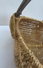 Large Vintage Buttocks Basket Rustic Twisted Wood Handle