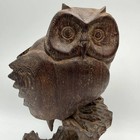 Vintage Old Art Carved Owl Wooden Sculptures Figurine Wall Plaque Wisdom Statue