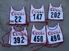 Vintage Coors Banquet Beer Race Bibs Lot Of 6 Racing Cloth Ski 80s 22