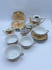 Japanese Teapot Tea Set Lusterware 18-pc Floral Hand-painted Children Set As Is