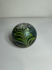Orient   Flume 1978 Signed Art Glass Paperweight Floral Iridescent Studio Glass