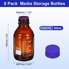 8 Pack Media Storage Bottles 500ml Borosilicate Glass Graduated Bottles Brown