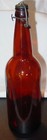 Rare Antique Brown Glass Bottle With Wire Flip Stopper Top-12  X 3 