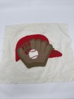 1970s Vintage Punch Needle Embroidery Art   Baseball   Little Boy Red Hat 12x14   