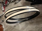 22  Pearl   Bass Drum Hoops Black Metal Vintage White Stripe Used Rough  ah3