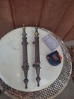 Set Vintage Ornate 15  Large Door Handle Pull Heavy Solid Brass 2pc Stampd Italy