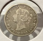 1865 5 Cents Newfoundland Canada Silver 5c Coin Queen Victoria  f562 