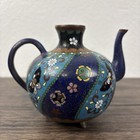 Antique Japanese Cloisonn   4    Teapot Enamel Brass Late 1800s Meiji Period Asian