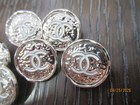 Lot Of Six 20 Mm Designer Cc Button  White    Silver Tone Chanel 6 Buttons
