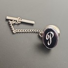 Monogram  p   Vintage Initial Silver Lapel Pin   Tie Tack   Gift      2 For 1
