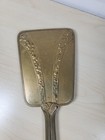 Vintage Hollywood Regency Style Handheld Vanity Mirror Brass Mid-century Floral
