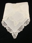 White Wedding Handkerchief Pure Cotton  Soft Ladies Hanky White Crochet Lace Euc