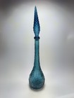 Vtg Blue Wax Drip Genie Bottle Decanter 1960s Glass Empoli Glass 22 5 Plz Read