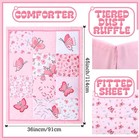 3 Pieces Butterfly Nursery Crib Bedding Set For Girls Standard Size Bedding Sets