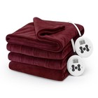 Sunbeam Electric Royal Luxe Microplush Heated Blanket Queen - Dark Cherry