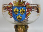 Glass Wine Goblet Green Glass Stem Gold Wiesbaden Crest Antique