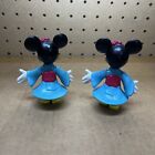  2  Vintage Epcot Center Minnie Mouse Blue Kimono Dress Toy Figure Disney Lot