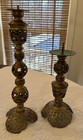 Awesome Pair Vtg Brass Dragon  Ornate Candleholders   11   14  Filigree Pierced