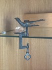 Antique Victorian Ornate Sewing Bird Clamp Pin Cushion Figural Metal 4 5   