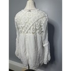Bellambra Italy 100  Silk Crochet Lace Bell Sleeve Peasant Blouse White Medium