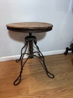 Antique Andrews Twisted Metal Stool Plant Stand