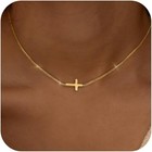 Cross Necklace For Women 14k Gold Plated Dainty Small Cross Pendant
