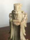 Fine Old Chinese Carved Soapstone Immortal Star God With Box And Sword