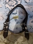 Coach Signature Logo Tote Beige brown Zip Top Medium Lined  Inner Pockets Charm