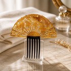 Vtg Large Art Nouveau Hair Comb Honey Amber Celluloid Figural Parrots Curved 8 