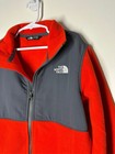 The North Face Denali Fleece Jacket Youth Red Gray Full Zip Colorblock Sz 7 8