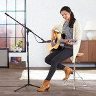 Adjustable Arm Height Boom Microphone Stand With Tripod Base Up To 85 75 Inches