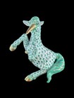 Herend Rust Fishnet Hand Painted Unicorn Figurine Hungary Green Vintage