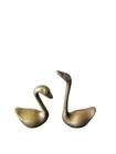 Vintage Brass Swan Figurines Pair Mid Century Modern Bird Sculptures Mcm Minis