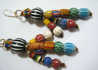 3  Long Vintage Drop Dangle Earrings With African Chevron Trade Beads   Other