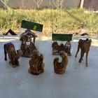 Vintage Bundle 6  Hand Carved Olive Wood Nativity Scene Figurine Camels Holly Fa