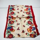Vintage Printed Kitchen Tea Towel Red Blue Floral Linen Southwestern 1491-18