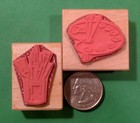 Artist s Palette And Brushes  Wood Mounted Rubber Stamp Set Of  2 