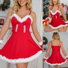 Women Christmas Sexy Lingerie Red Babydoll Santa Dress Lace Underwear Sleepwear