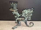 Vintage Cast Iron Gothic Dragon Candle Holder 5 5  X 6  By Wilton - Set Of 2