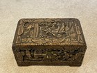 Ornate Asian Vintage   Antique Carved Wooden Chinese Chest   Box
