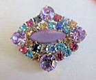 Magnificent Czech Vintage Style Glass Rhinestone Button Multicolors    Lavender