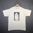 Vintage Art Shirt Mens Large White 80s Abstract Stone Picasso Rare Drawing Usa