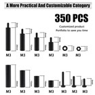 350pcs M3 Male Female Nylon Hex Spacer Standoff Screws Nuts M3  Black 
